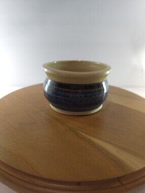 Potter's Field Stoneware Crock Bowl Oak Creek WI Studio Pottery Cobalt Blue